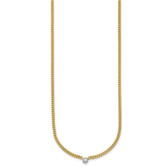Herco 14K Two-Tone 1/10 carat Diamond 16 Inch Curb Necklace