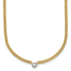 Herco 14K Two-Tone 1/10 carat Diamond 16 Inch Curb Necklace