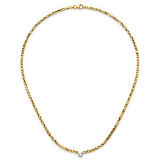 Herco 14K Two-Tone 1/10 carat Diamond 16 Inch Curb Necklace