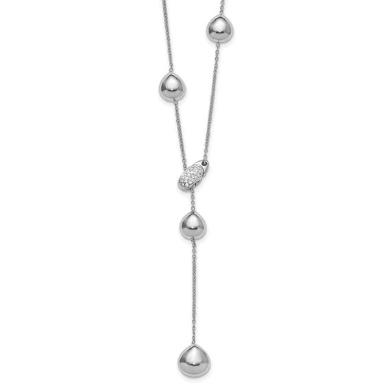 Herco 14K White Gold Fancy Diamond Adjustable Teardrop Lariat Necklace