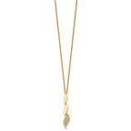 Herco 14K Polished Diamond Leaf Drop 16.5 Inch with 1 Inch Extension Necklace