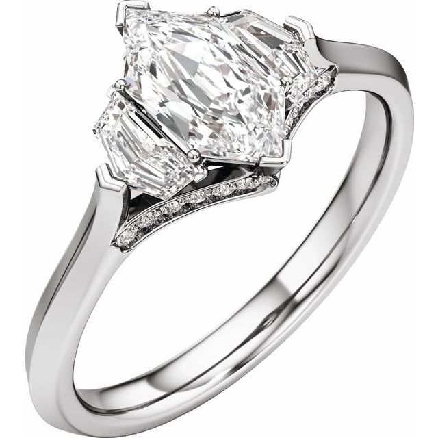 14K White Gold 1 1/2 CTW Lab-Grown Diamond Three-Stone Engagement Ring