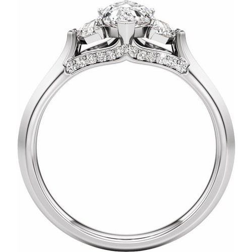 14K White Gold 1 1/2 CTW Lab-Grown Diamond Three-Stone Engagement Ring