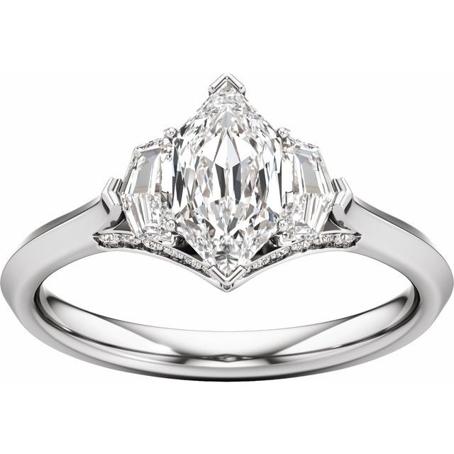 14K White Gold 1 1/2 CTW Lab-Grown Diamond Three-Stone Engagement Ring