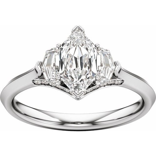 14K White Gold 1 1/2 CTW Lab-Grown Diamond Three-Stone Engagement Ring