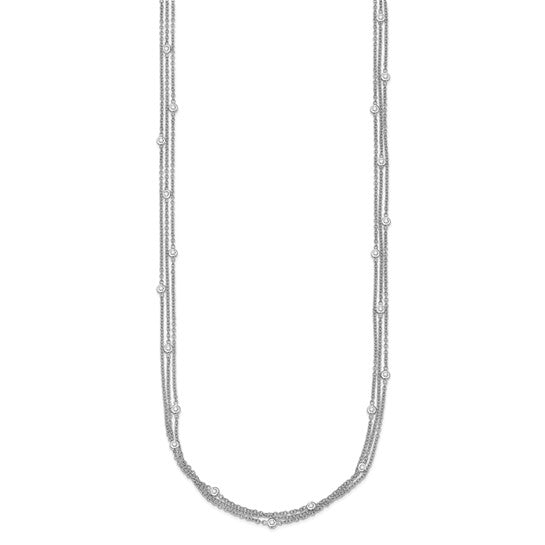 Herco 18K White Gold Diamond 3 Strand 18 inch Necklace