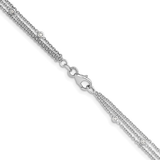 Herco 18K White Gold Diamond 3 Strand 18 inch Necklace