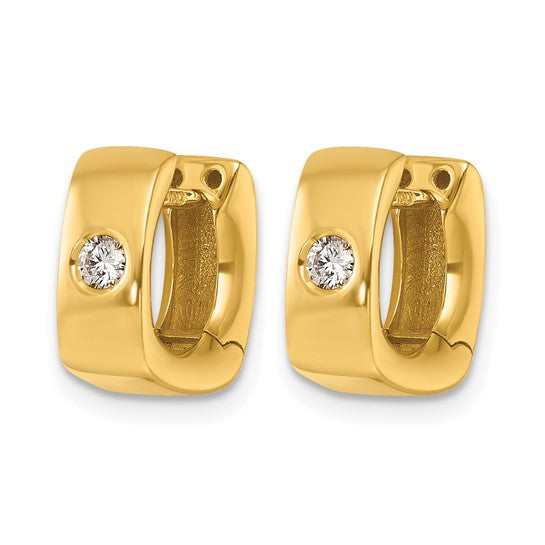 Herco 18K Polished Diamond Huggie Hinged Hoop Earring