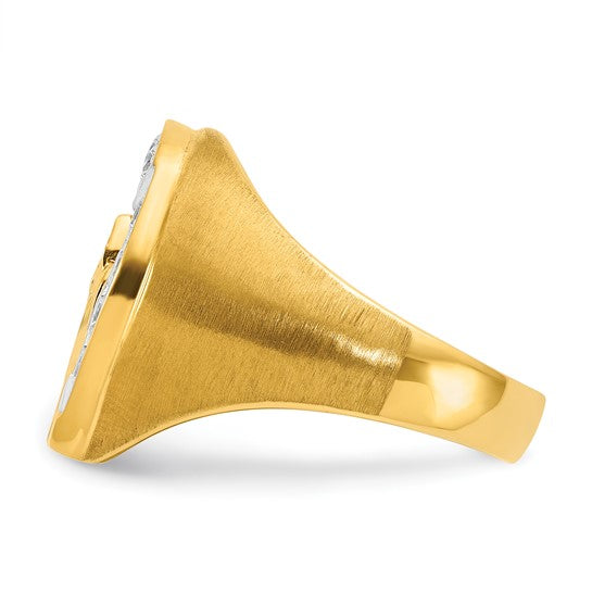 14k Two-tone IBGoodman Men's Satin Horse and Horseshoe 3/4 carat Diamond Complete Ring