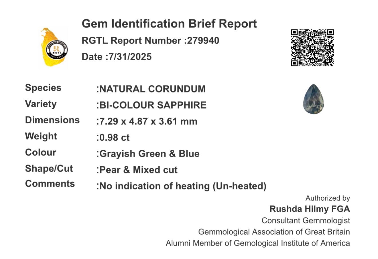 Sri Lankan Natural Bi-Colour Sapphire 0.98CT