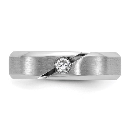 14kw IB Goodman Mens Satin Complete 1/10ct Diamond Ring