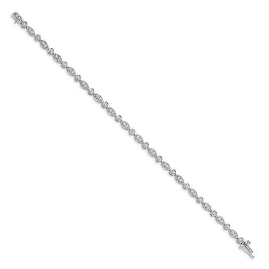 14k White Gold Complete 3/4 carat Diamond Round and Oval Link 7 inch Bracelet