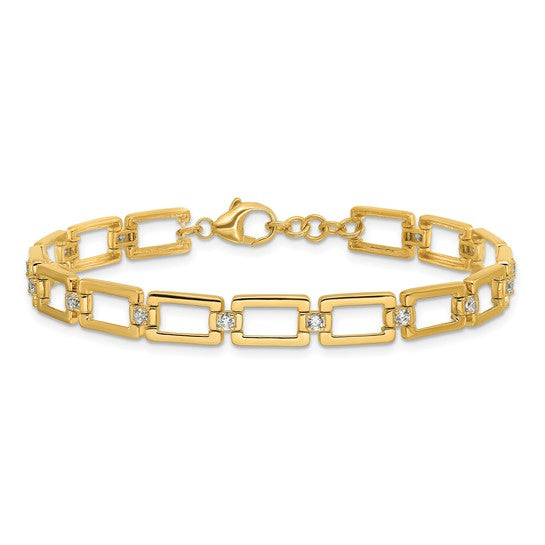 True Origin 14K Yellow Gold 1/2 carat Lab Grown Diamond VS+ F+ 7 in Complete Link Bracelet