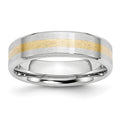 Chisel Cobalt 14k Gold Inlay Satin and Polished 6mm Band