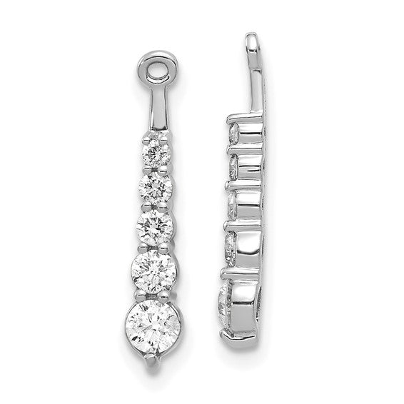 14k White Gold 5/8 carat AA Diamond 5-Stone Dangle Earring Jackets