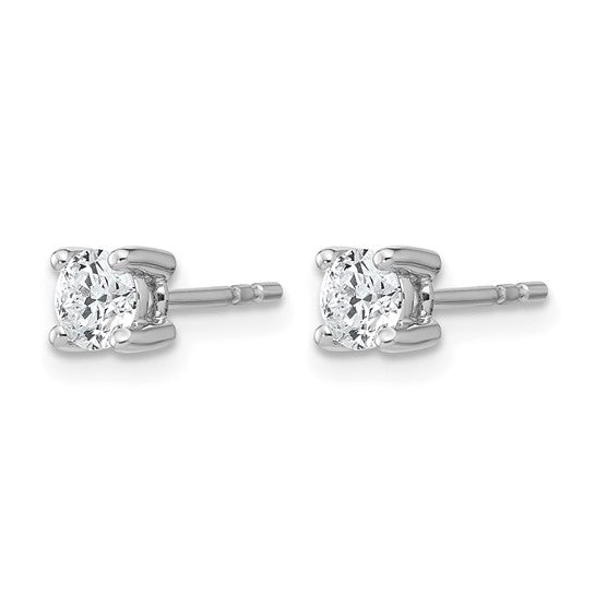 14k White Gold 1/2 carat Certified Lab Grown Diamond VS+ F+ Round Complete Four Prong Heavyweight Stud Earrings