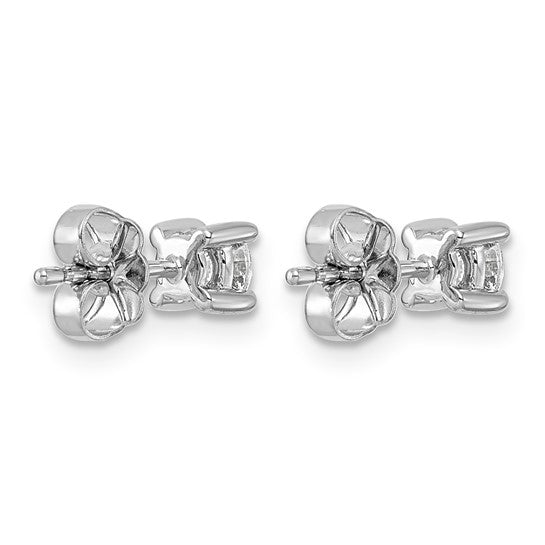 14k White Gold 1/2 carat Lab Grown Diamond VS/SI+ G+ Round Complete Four Prong Heavyweight Stud Earrings