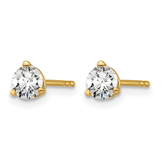 14k 1/2 carat Certified Lab Grown Diamond VS/SI+ G+ Round Complete Three Prong Stud Earrings