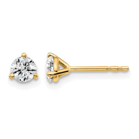 14k 1/2 carat Certified Lab Grown Diamond VS/SI+ G+ Round Complete Three Prong Stud Earrings