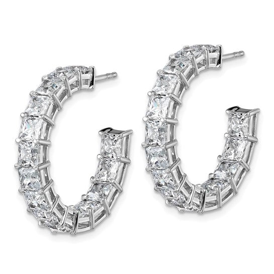 14k White Gold 8 1/3 carat Lab Grown Diamond VS/SI+ G+ Princess Complete In and Out Hoop Earrings