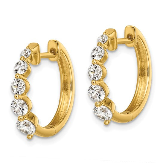 True Origin 14K Yellow Gold 1 carat Lab Grown Diamond VS+ F+ Hinged Hoop Complete Earrings