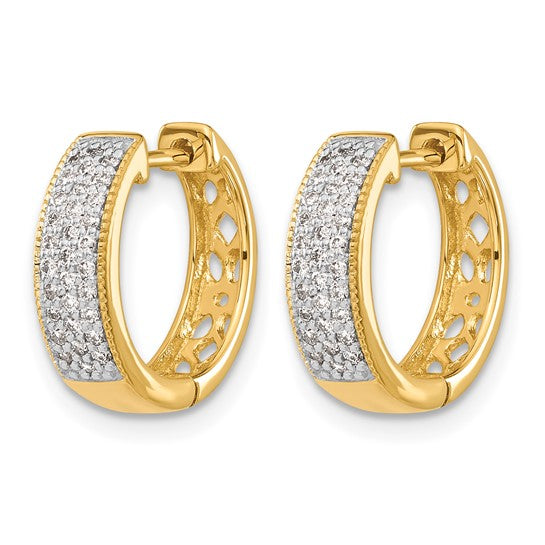 14k 1/4 carat Diamond Pave Hinged Hoop Earrings