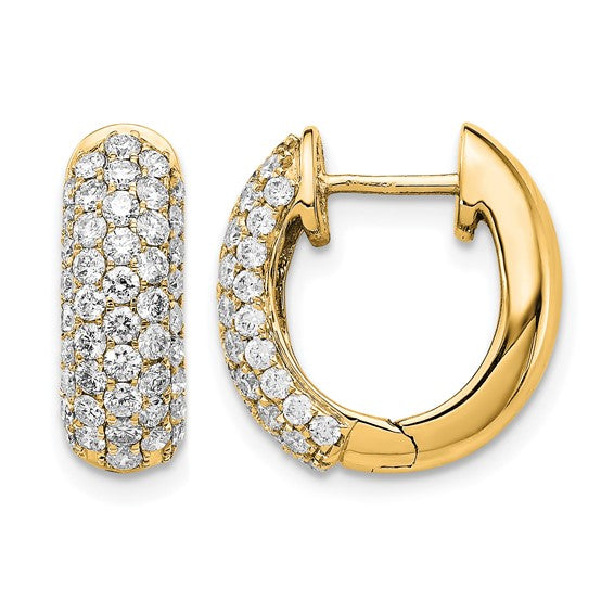 14K Yellow Gold Lab Grown Diamond VS/SI+ G+ Hinged Hoop Earrings