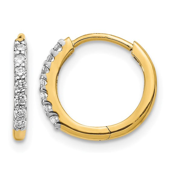 14k 1/6 carat Diamond Hinged Hoop Earrings