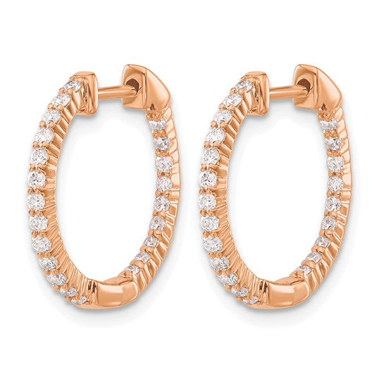 14k Rose Gold 1/2 carat Lab Grown Diamond VS/SI+ G+ Complete In and Out Hoop Earrings