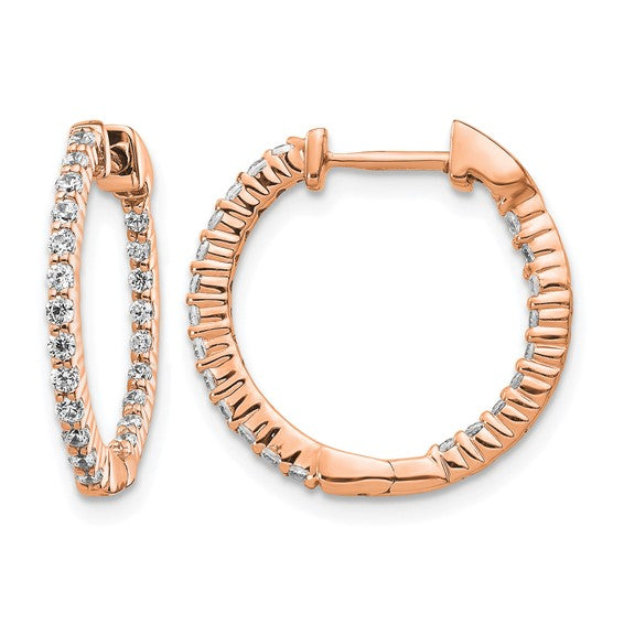 14k Rose Gold 1/2 carat Lab Grown Diamond VS/SI+ G+ Complete In and Out Hoop Earrings