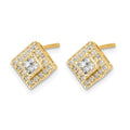 14k Polished 1/4 carat Diamond Square Cluster Post Earrings