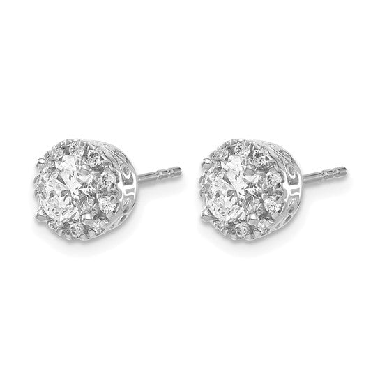 14k White Gold 1/4 carat Diamond (Holds 2-4.8mm Stones) Semi-mount Halo Stud Earrings