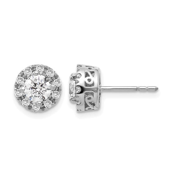 14k White Gold 1/4 carat Diamond (Holds 2-4.8mm Stones) Semi-mount Halo Stud Earrings