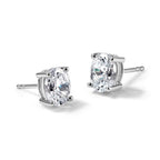 14k White Gold 1 1/2 carat Lab Grown Diamond VS/SI+ G+ Complete Oval Four Prong Stud Earrings