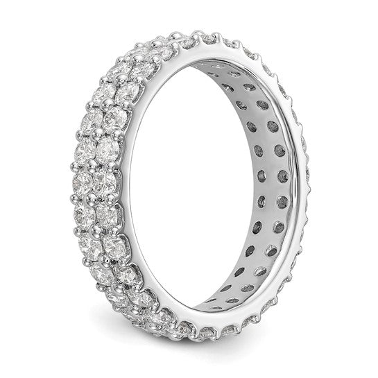 14k White Polished Round 2CT Double Row Diamond Eternity Band