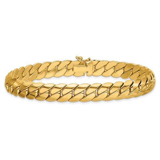 14K Polished 9.4mm Fancy Curb Link 9 inch Mens Bracelet