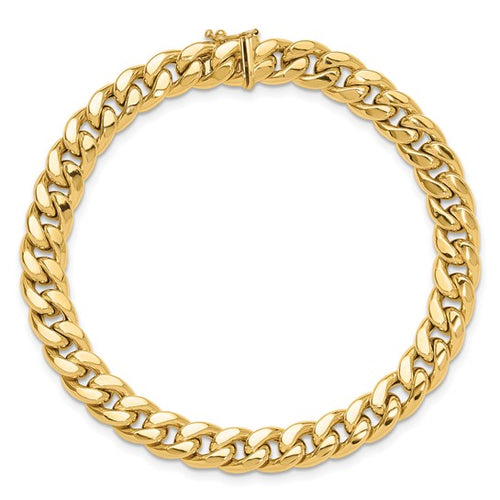 14K Polished 8.9mm Curb Link 9 inch Mens Bracelet