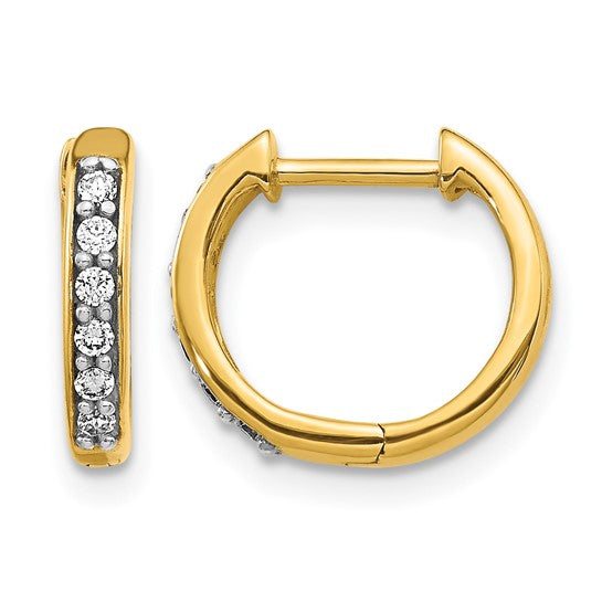 14k 1/8 carat Diamond Hinged Hoop Earrings