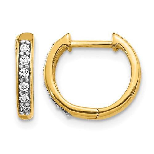 14k 1/8 carat Diamond Hinged Hoop Earrings
