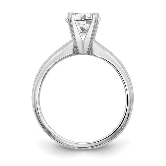 14k White Gold 1 carat Medium-Weight Knife Edge/Half-Round 4-Prong Round Solitaire Ring Mounting