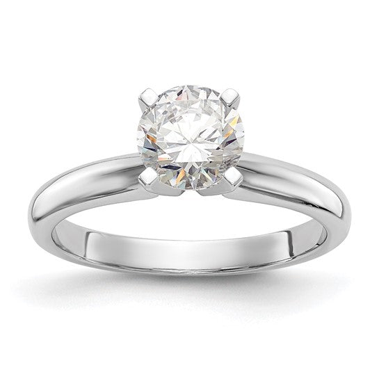 14k White Gold 1 carat Medium-Weight Knife Edge/Half-Round 4-Prong Round Solitaire Ring Mounting