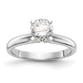 14k White Gold 1 carat Medium-Weight Knife Edge/Half-Round 4-Prong Round Solitaire Ring Mounting