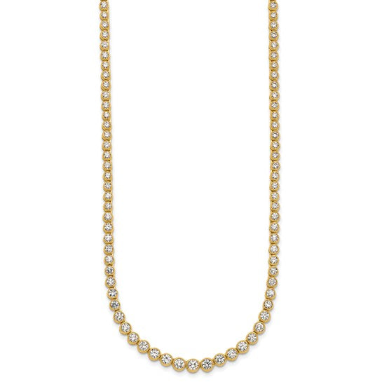 14k 5 carat Lab Grown Diamond VS/SI+ G+ 16 inch with a 2 inch extension Graduated Bezel Set Tennis Necklace
