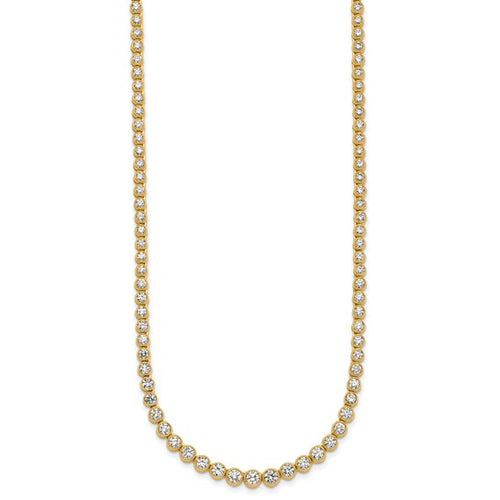 14k 5 carat Lab Grown Diamond VS/SI+ G+ 16 inch with a 2 inch extension Graduated Bezel Set Tennis Necklace