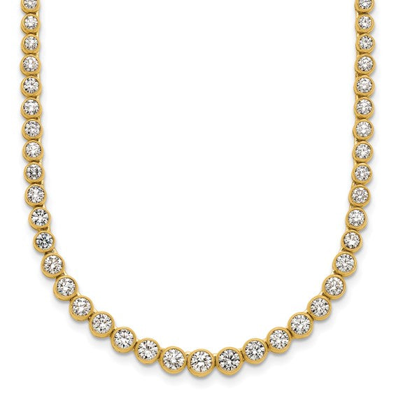14k 5 carat Lab Grown Diamond VS/SI+ G+ 16 inch with a 2 inch extension Graduated Bezel Set Tennis Necklace