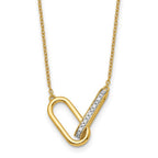 14K Polished 1/15 carat Diamond Interlocked Paperclip Links 18 inch Necklace