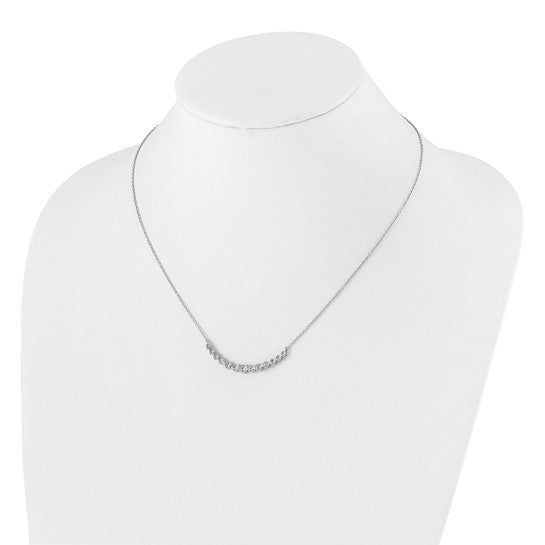 True Origin 14K White Gold 3/4 carat Lab Grown Diamond VS+ F+ 18 in Complete Graduated Curved Bar Necklace