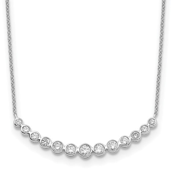 True Origin 14K White Gold 3/4 carat Lab Grown Diamond VS+ F+ 18 in Complete Graduated Curved Bar Necklace