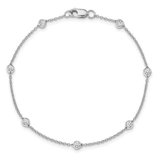 True Origin 14K White Gold 3/8 carat Lab Grown Diamond VS+ F+ Complete 7 Station 7 in Bracelet