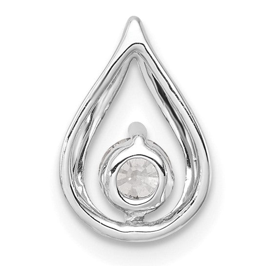 14k White Gold 1/4 carat Lab Grown Diamond VS/SI+ G+ Complete Teardrop Chain Slide Pendan